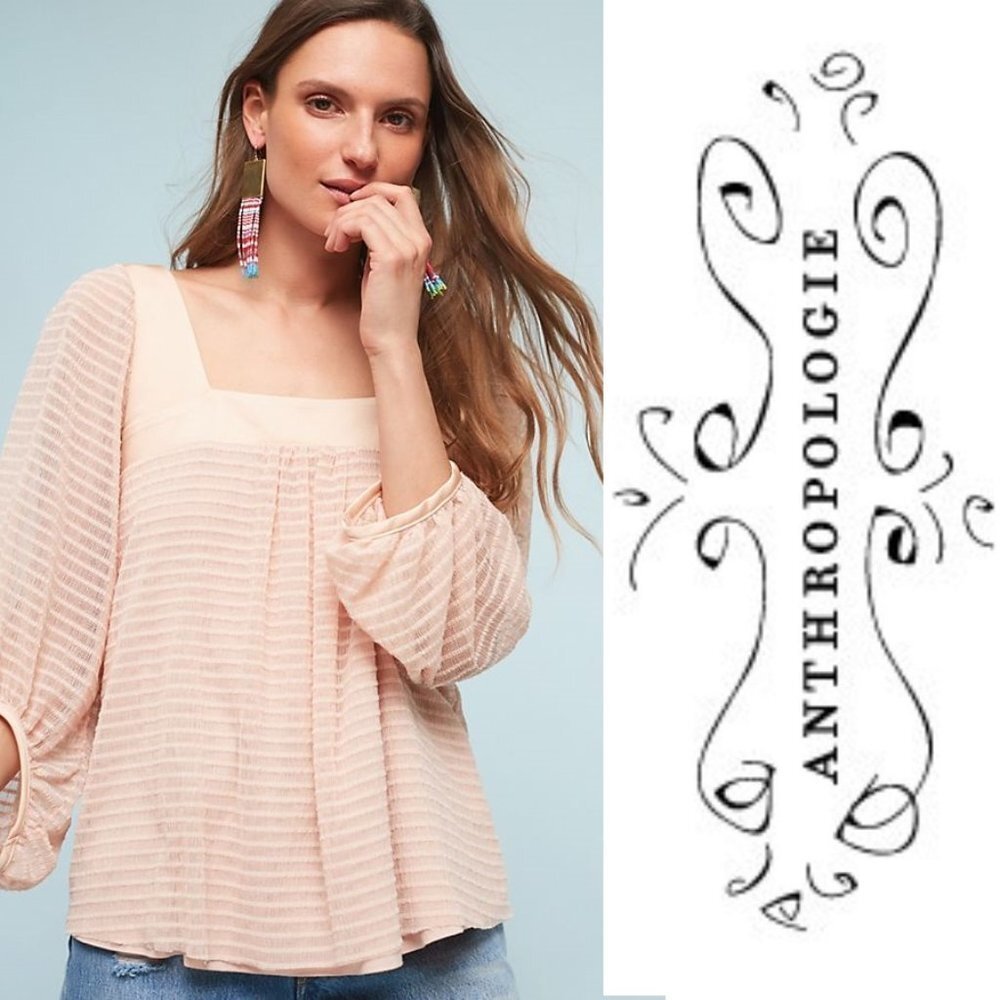 {Anthro} MEADOW RUE Blouse Allyson Textured Top XS